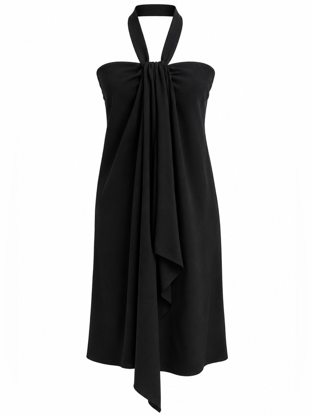 Balenciaga Paris Black Halter Neck Draped Dress 42 Large